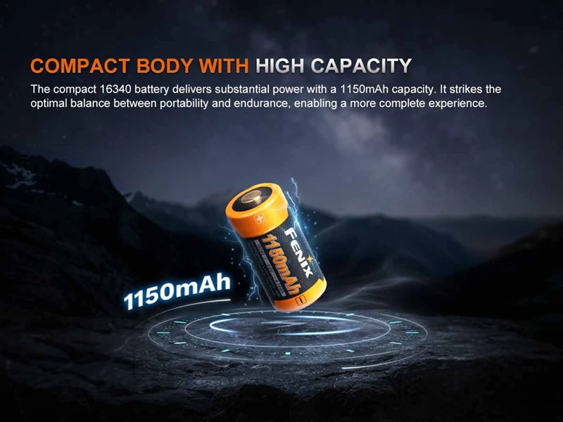 Fenix ARB-L16-1150P 16340 Rechargeable Battery - Click for larger image Fenix ARB-L16-1150P 16340 Rechargeable Battery