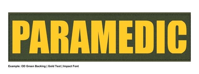 Stock ID Patch - PARAMEDIC - 11x3 - Hook Base - Click for larger image Stock ID Patch - PARAMEDIC - 11x3 - Hook Base