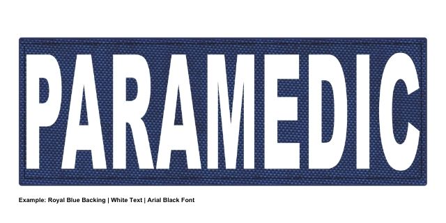 Stock ID Patch - PARAMEDIC - 11x4 - Hook Base - Click for larger image Stock ID Patch - PARAMEDIC - 11x4 - Hook Base