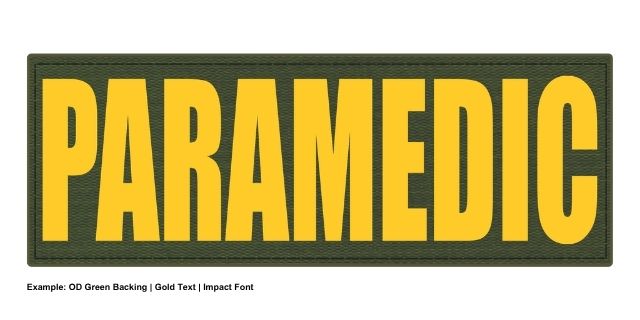 Stock ID Patch - PARAMEDIC - 11x4 - Hook Base - Click for larger image Stock ID Patch - PARAMEDIC - 11x4 - Hook Base