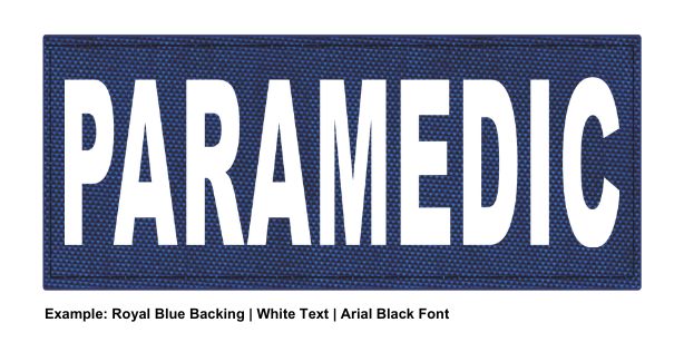 Stock ID Patch - PARAMEDIC - 7x3 - Hook Base - Click for larger image Stock ID Patch - PARAMEDIC - 7x3 - Hook Base
