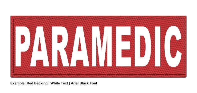 Stock ID Patch - PARAMEDIC - 8.5x3 - Hook Base - Click for larger image Stock ID Patch - PARAMEDIC - 8.5x3 - Hook Base