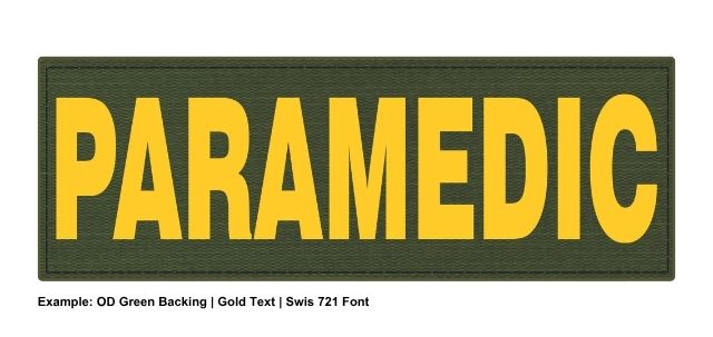 Stock ID Patch - PARAMEDIC - 8.5x3 - Hook Base - Click for larger image Stock ID Patch - PARAMEDIC - 8.5x3 - Hook Base