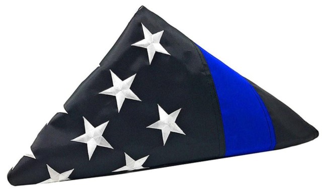 Thin Blue Line American Flag - 8' x 5' - Sewn and Embroidered - Returned Goods - Click for larger image Thin Blue Line American Flag - 8' x 5' - Sewn and Embroidered - Returned Goods