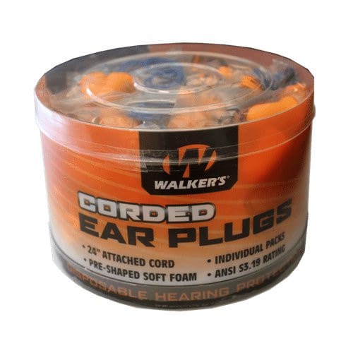 Walker's Corded Foam Ear Plugs - 50 Pair Jar - Click for larger image Walker's Corded Foam Ear Plugs - 50 Pair Jar